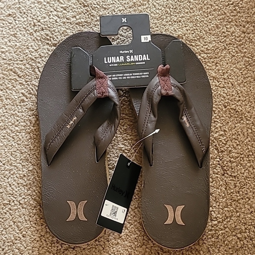 Hurley Mens Flip Flops Size 10 Dark Brown